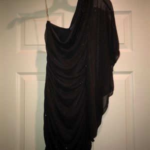 Sparkly Black Off the Shoulder Cocktail Dress
